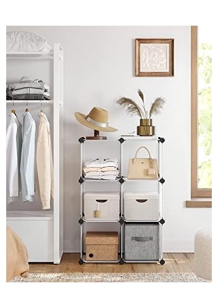 Takılabilir Raf, Plastik Raf, Diy Küp Raf, Basamaklı Raf, Raf Sistemi, 6 Bölme, Oyuncaklar, Ayakkabılar, Kitaplar, Oturma Odası, Çocuk Odası, Yatak Odası, 93 x 31 x 93 Cm, Beyaz LPC111S modelleri