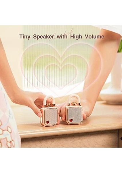 Love-Lock Bluetooth Hoparlör, Küçük Taşınabilir Müzik Kutusu, Kablosuz Stereo Eşleştirme, Retro Ses Kutusu, Sevimli Masaüstü Dekorasyonu, Kızlar Için, Pembe fiyatları