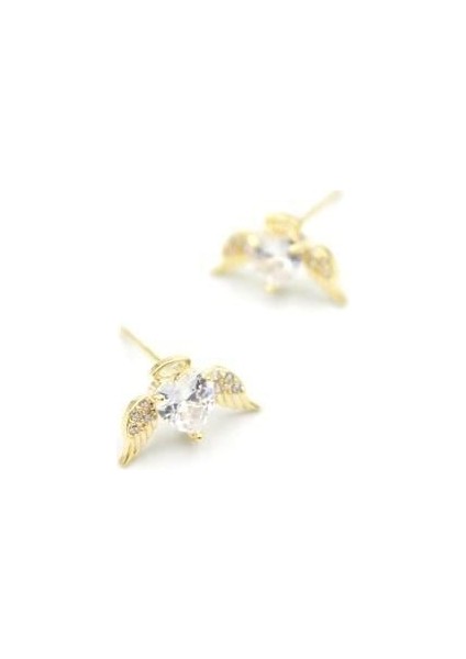 Gümüş Iğneli Kalp Küpe - Altın