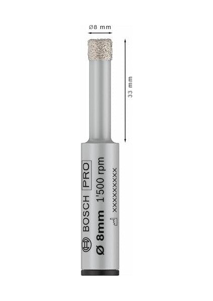 1x Döner Matkaplar Için Pro Ceramic Dry Matkap Ucu, Silindirik Şaft (Döşemeler, Sert Fayanslar, Ø 8 Mm, Professional Aksesuar Döner Matkap/vidalamalar) modelleri