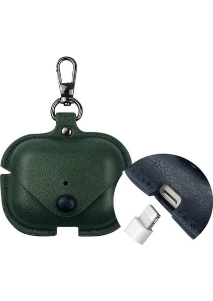 Airpods 1 ve 2.nesil Ile Uyumlu Deri Koruyucu Kılıf, Tpu Deri 1-2 Uyumlu Kılıf (Lacivert)