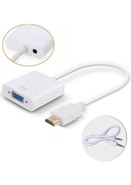 HDMI To VGA Dntrc + Ses Kablosu Beyaz