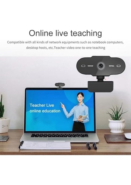Webcam 1080P USB Kablolu Tak Çalıştır Konferans Kamera Dahili Mikrofon Chat Görüntülü Sohbet Yayın Kamerası Hd Video Web Kamerası A6 Web Cam (A6)