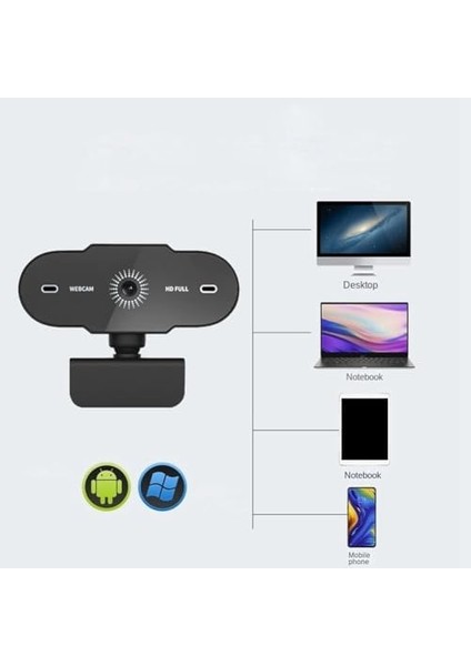 Webcam 1080P USB Kablolu Tak Çalıştır Konferans Kamera Dahili Mikrofon Chat Görüntülü Sohbet Yayın Kamerası Hd Video Web Kamerası A6 Web Cam (A6)
