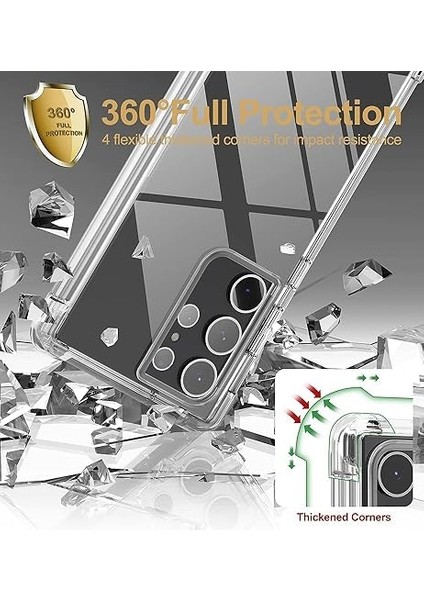 Samsung Galaxy S23 Ultra Uyumlu Anti Shock Darbe Emici S23 Ultra (6.8&apos;) Şeffaf Silikon Tpu Clear Kılıf, Transparent Galaxy S23 Ultra Anti Shock Kılıfı Şeffaf modelleri