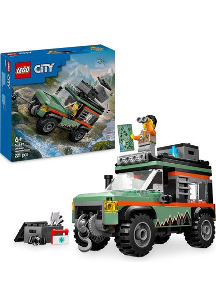 City 4x4 Arazi Dağ Arabası 60447-6 Yaş ve Üzeri Çocuklar Için Yaratıcı Oyuncak Yapım Seti, Doğum Günü Hediyesi (221 Parça)