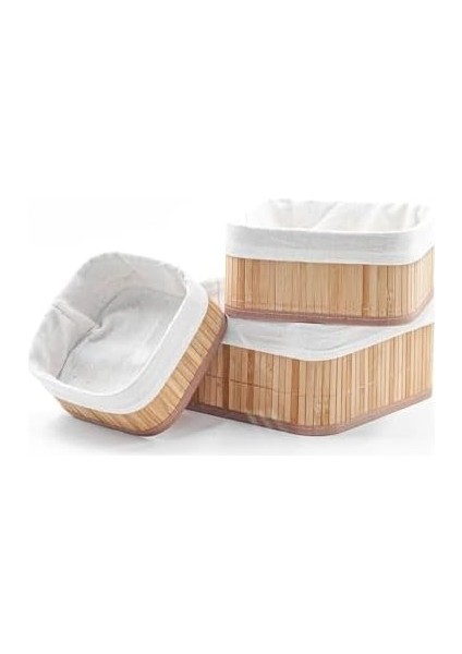 3&apos;lü Çok Amaçlı Bambu Organizer Seti, Çok Boyutlu Mutfak Banyo Ev Sepetleri, Büyük, Orta, Küçük Boy modelleri