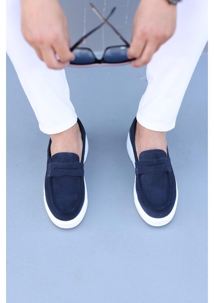 LFR-F083-1 Suet Merdane Ayakkabı Lacivert fırsatları