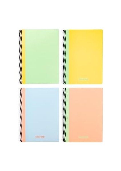 Pruva Pastel Serisi, A4 80 Yaprak Kareli Karton Kapaklı Pet Spiralli Defter, Pembe