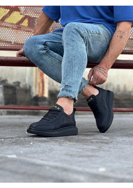 J301 Bağcıklı Ortopedik Taban Erkek Sneaker Günlük Ayakkabı St Siyah modelleri