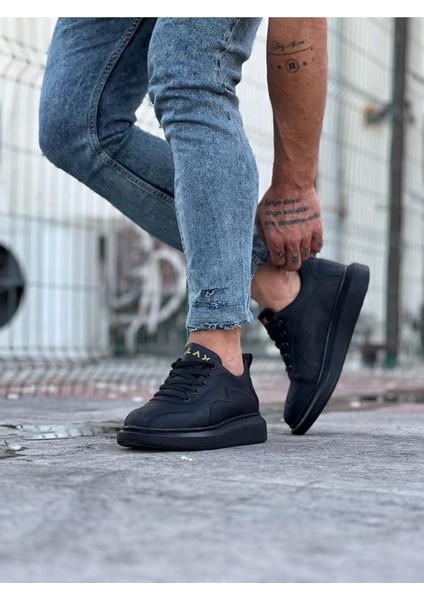 J301 Bağcıklı Ortopedik Taban Erkek Sneaker Günlük Ayakkabı St Siyah fırsatları