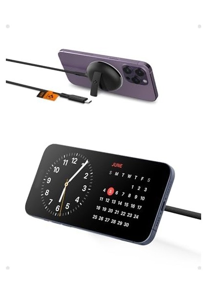 Magfit (15W) Manyetik Kablosuz Şarj Cihazı Iphone Için Magsafe Özellikli Kickstand Arcfield Black - ACH05429