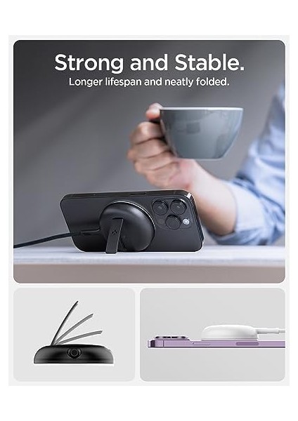 Magfit (15W) Manyetik Kablosuz Şarj Cihazı Iphone Için Magsafe Özellikli Kickstand Arcfield Black - ACH05429