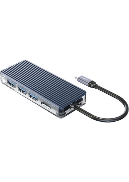 8 Portlu USB 3.0 100W RJ45 1000MBPS HDMI Tf/sd Kart Okuyucu Çoklayıcı Gri