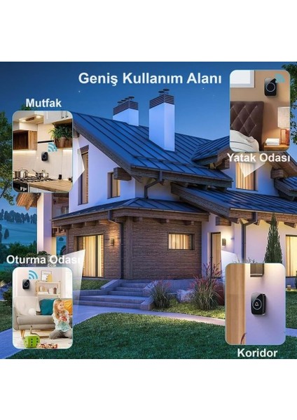 Kablosuz Kapı Zili Ledli Uzaktan Kumandalı Işıklı Kapı Zili Yüksek Sesli 300MT Uzun Mesafeli - 1 Buton + 1 Zil