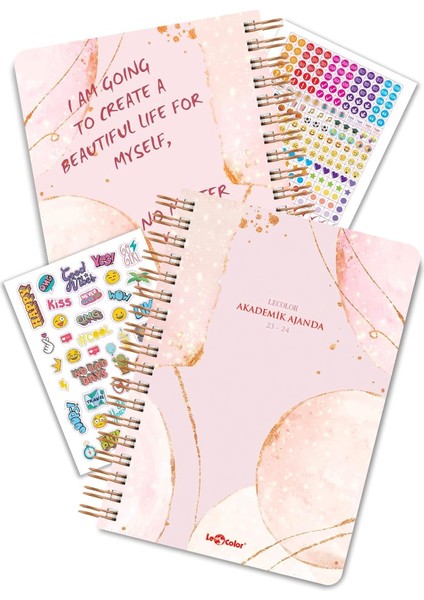 Color 17 Aylık Akademik Ajanda 17X24 Spiralli 23/24 Stickerlı Rose Gold