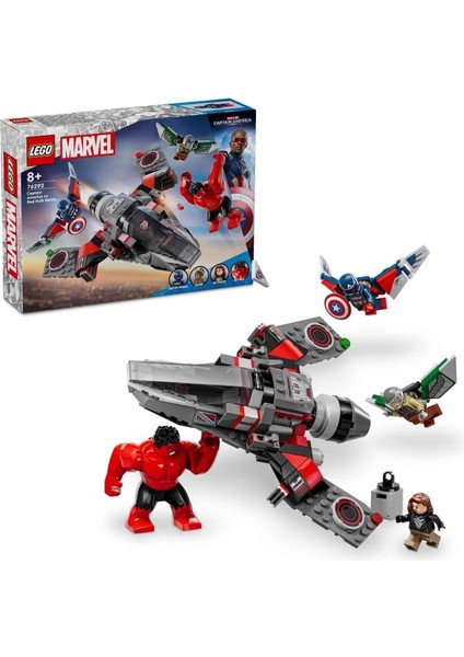 Marvel Kaptan Amerika ile Red Hulk Savaşı 76292 7 Yaş ve Üzeri Süper Kahraman Seven Çocuklar Için Inşa Edilebilen Süper Kahraman Jeti Içeren Yaratıcı Oyuncak Yapım Seti (223 Parça)