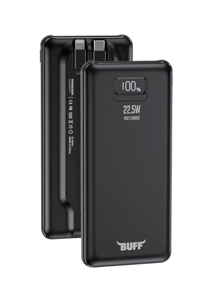 Labs BP17 22.5W 10.000MAH LCD Ekran Dahili Kablolu Taşınabilir Powerbank (Siyah)