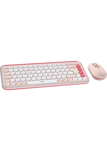 Pop Icon Combo Kablosuz Klavye ve Mouse Seti, Bluetooth, Konforlu Tasarım, Programlanabilir Tuşlar, Sessiz Tıklamalar, 3 Cihaza Kadar Easy-Switch, Türkçe Q Klavye, Pembe
