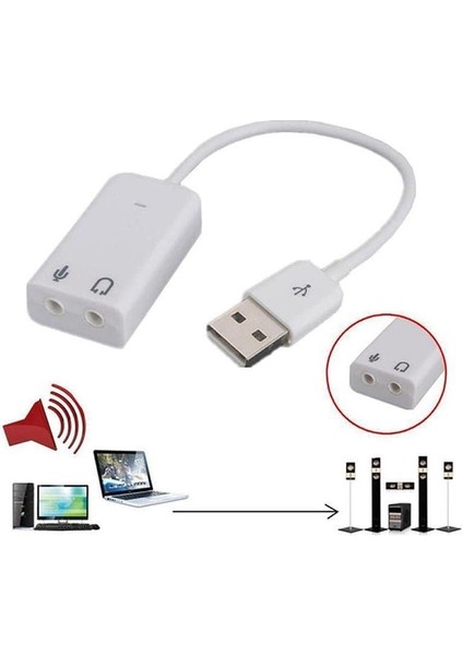 Kablolu 7.1 USB Ses Kartı 3.5mm Mikrofon Çevirici Dönüştürücü Adaptö
