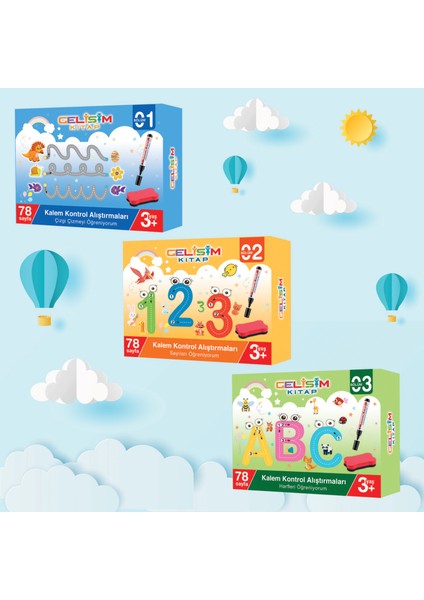 Yaz Sil 3-6 Yaş Eğitici Öğretici Kitap Seti - Çizim ve Zeka Gelişim Etkinlikleri