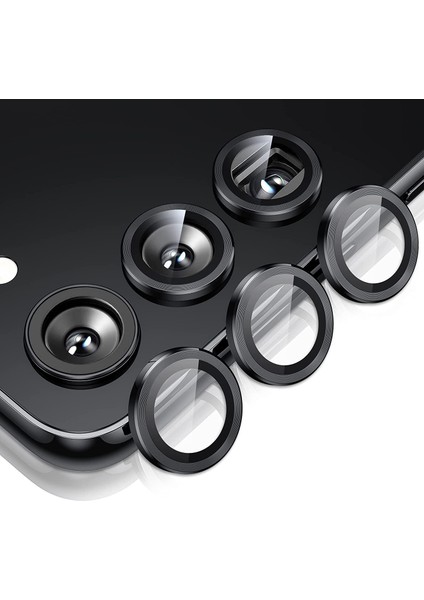 Samsung Galaxy S23 / S23 Plus Kamera Lens Koruyucu Çizilmeye Dayanıklı Hd Temperli Metal Cam Kamera Ekran Koruyucu, Teknosepetim, Siyah