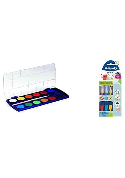 F 355 P-12 Suluboya 12 Renk - PL721258SB12R + Pelikan Griffix Suluboya Fırça Seti 3lü