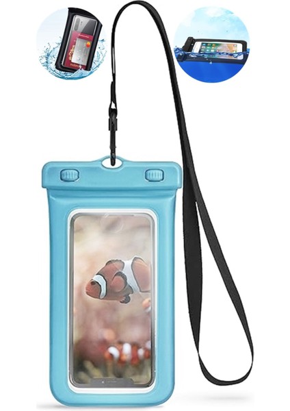 Açık Mavi Balonlu Su Geçirmez Telefon Kılıfı, Batmaz ve Koruyucu Tasarım