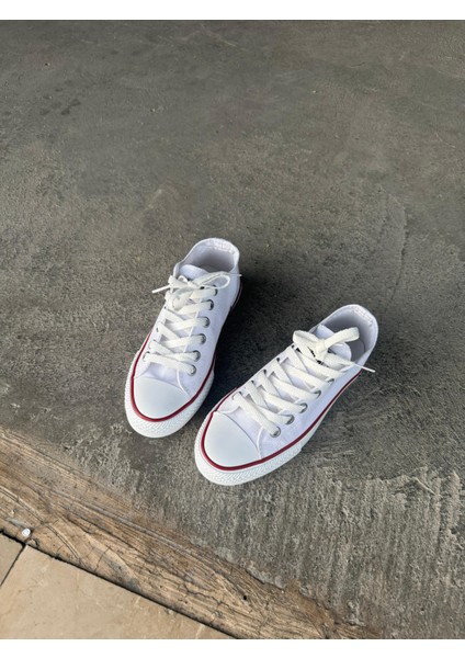 Melodi Kadın Beyaz Bağcıklı Klasik Sneaker Günlük Kanvas Ayakkabı