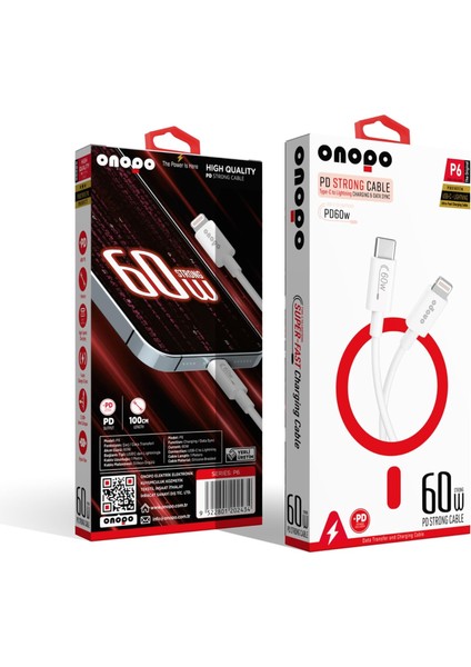 Uyumlu Pd 60W Güçlü Kablo Type-C To Lightning Şarj ve Data Kablo - P6