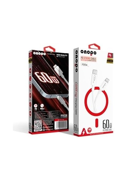 Uyumlu Pd 60W Güçlü Kablo Type-C To Lightning Şarj ve Data Kablo - P6 modelleri