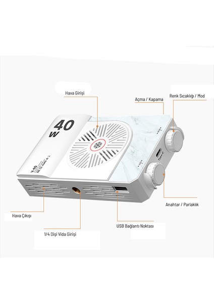 Cf-40 Bicolor Cep Telefonu Fotoğrafçılığı 40W Mini Taşınabilir Slr Dış Mekan Canlı Yayın Çekim Stüdyo Video Dolgu Işığı