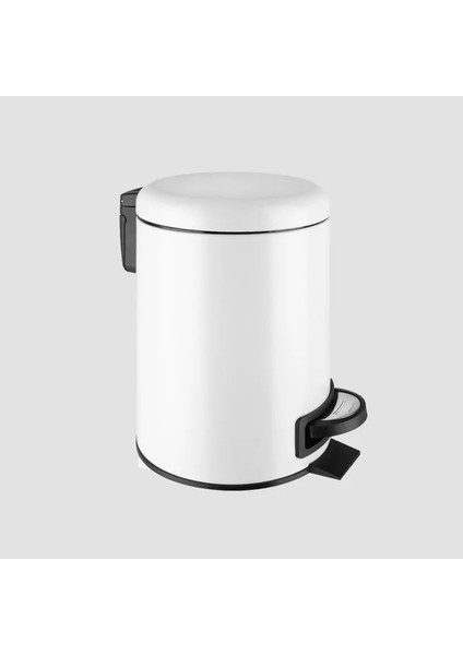 Paslanmaz Elit Pedallı Çöp Kovası Beyaz 5 Lt (000301-2)