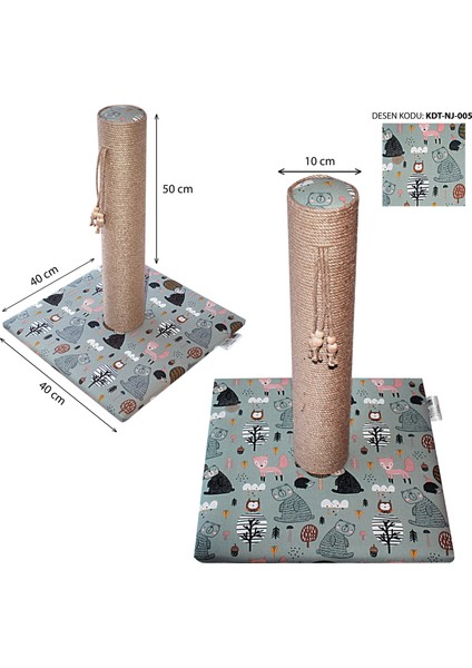 50 cm Rengarenk Desenli Premium Kedi Tırmalama Tahtası Süngerli Yumuşak Kaplama Zemin Dostu Taban