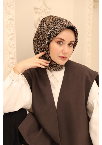 Twill Ipek Eşarp - 11464-30 Siyah Vizon