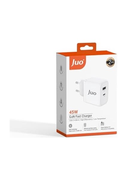 45W Gan Usb-C + Usb-A Şarj Aleti Iphone & Ipad & Macbook & Samsung Pps Type-C Hızlı Şarj Cihazı