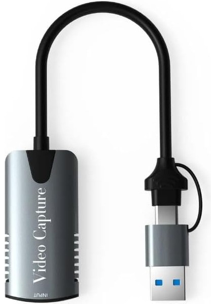 Type-C To USB 2in1 Video Capture Yakalama Kartı Uçlu HDMI To Type-C Pc Bilgisayar Video Adaptör Çevirici
