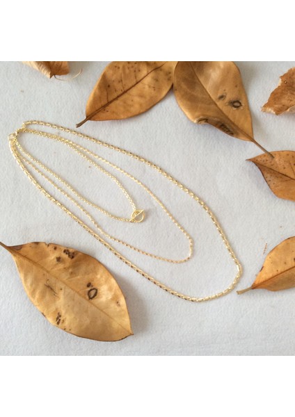 Üç Zincirli Kolye Altın Renk