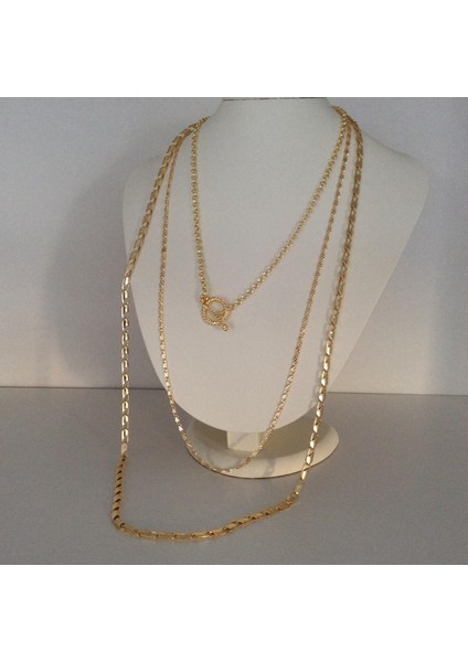 Üç Zincirli Kolye Altın Renk fırsatları