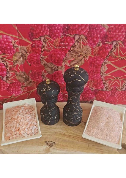 Tuz&baharat Öğütücü Mermer Desen Siyah Set