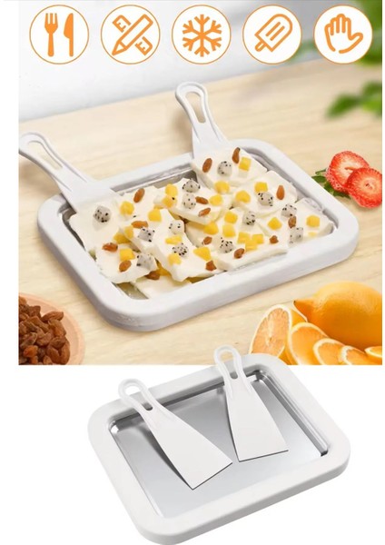 Ev Tipi Spatulalı Kore Tarzı Rulo Dondurma Tavası Yoğurt Dondurma Bowl Tabağı -Spatula modelleri