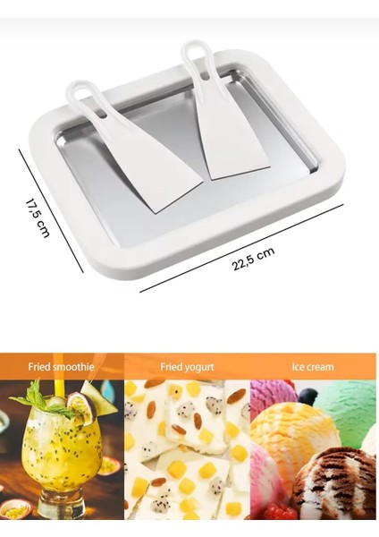 Ev Tipi Spatulalı Kore Tarzı Rulo Dondurma Tavası Yoğurt Dondurma Bowl Tabağı -Spatula