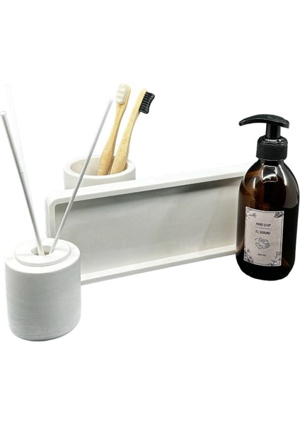 Amber Cam Şişe 250 ml Sabunluk ve Beton Diş Fırçalık Set fiyatları