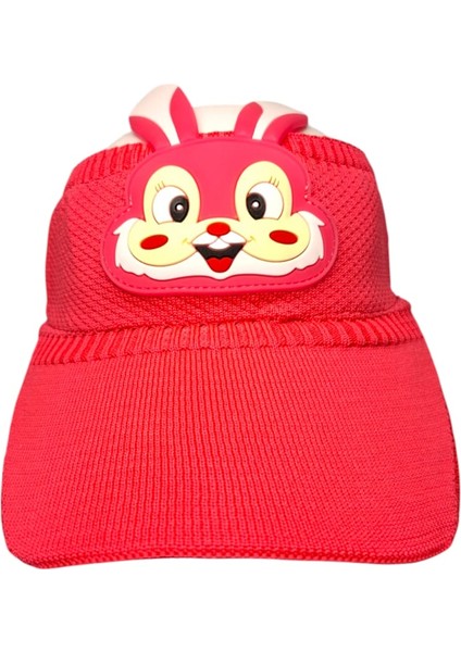 2-8 Yaş Kız Çocuk Koyu Pembe Rabbit Figürlü Yazlık Vizör Şapka fırsatları