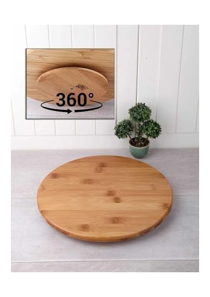 Bambu 360 Derece Dönen Lüx Servis Sunum Tabağı, 30 Cm, Pizza ve Peynir Sunum Tahtası fiyatları