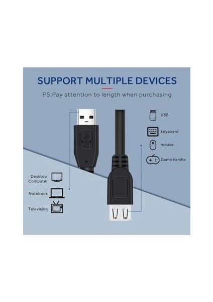 4531 USB Dişi Erkek Uzatma Kablosu 3 Metre, Siyah