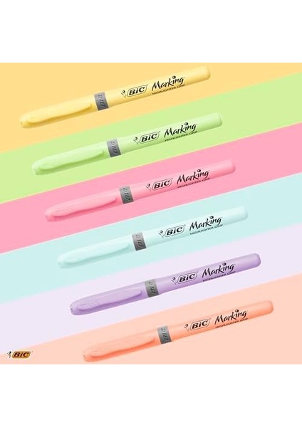 Intensity Highlighter Grip Pastel Marker Fosforlu Kalem 6&apos;lı Blister, Su Bazlı Mürekkep, 6 Pastel Renk, Kauçuk Tutaçlı modelleri