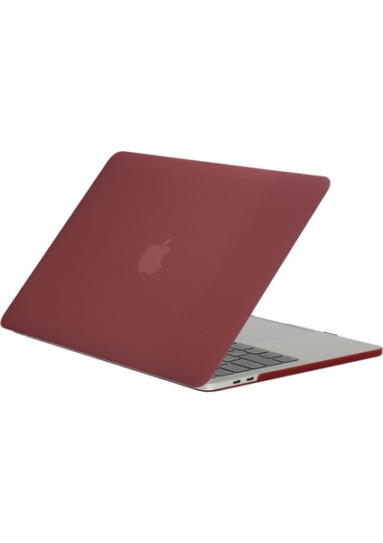 Macbook Pro 13 Inç ile Uyumlu Ultra Ince Hava Kanallı Crystal Fit Kılıf (Kirmizi Şarap)