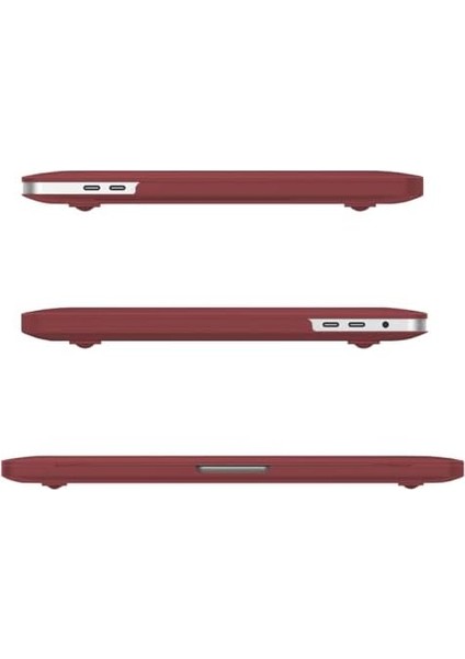 Macbook Pro 13 Inç ile Uyumlu Ultra Ince Hava Kanallı Crystal Fit Kılıf (Kirmizi Şarap) modelleri