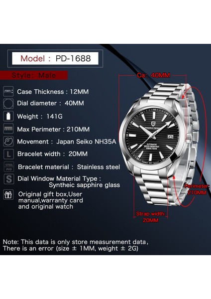 PD-1688 Aqua Terra Erkek 40MM Retro Japonya NH35A Otomatik Mekanik 100M Su Geçirmez Safir Çelik Saat fiyatları